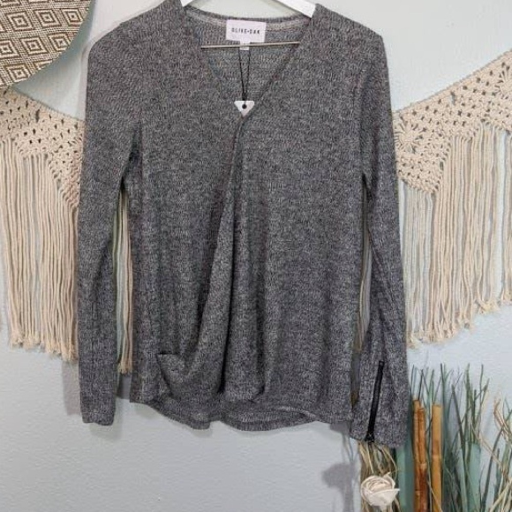 Other Olive + Oak Heather Grey Zipper Sweater